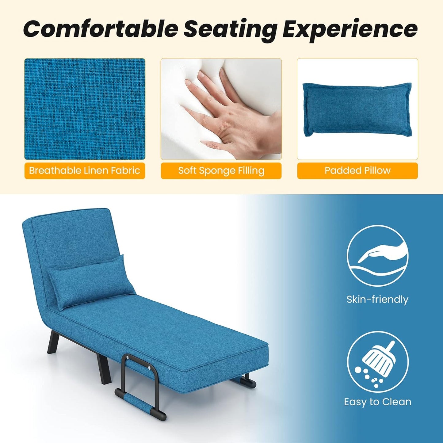 Fauteuil Convertible 6 Positions avec Coussin