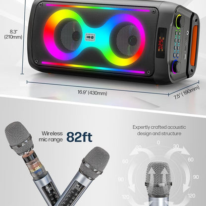 Enceinte Karaoké Portable + 2 Microphones